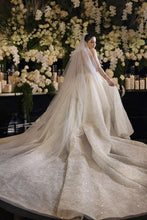 C2023-LS31A - beaded sheer long sleeve a-line wedding gown