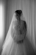 C2023-LS31A - beaded sheer long sleeve a-line wedding gown